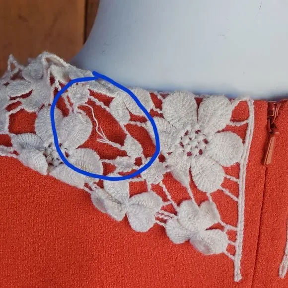 Hell Bunny Orange Dress With White Lace Peter Pan Collar - Picture 11 of 12